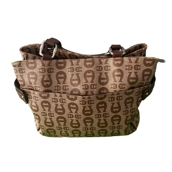 Ettienne Aigner Women's Brown Shoulder Bag 11x9x5 Signature Logo Coated Canvas - Picture 7 of 11